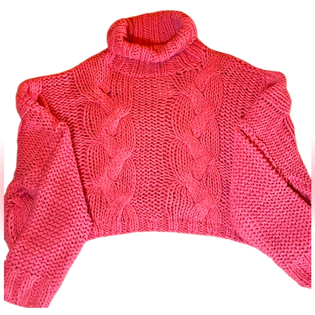 New Lida Kate Handmade Pink Turtleneck Sweater (L)